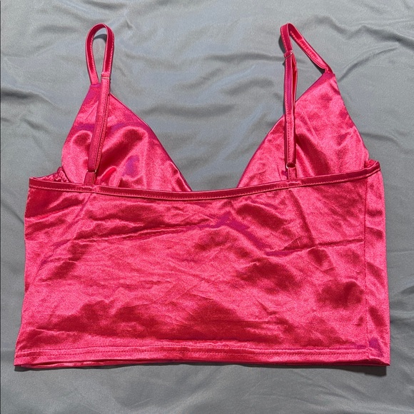 Satin Pink Crop Top - Women Tops - Picture 3 of 3